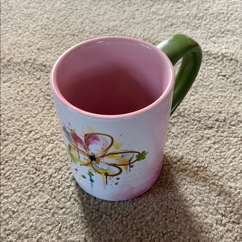 Floral Pink and Green Coffee Mug